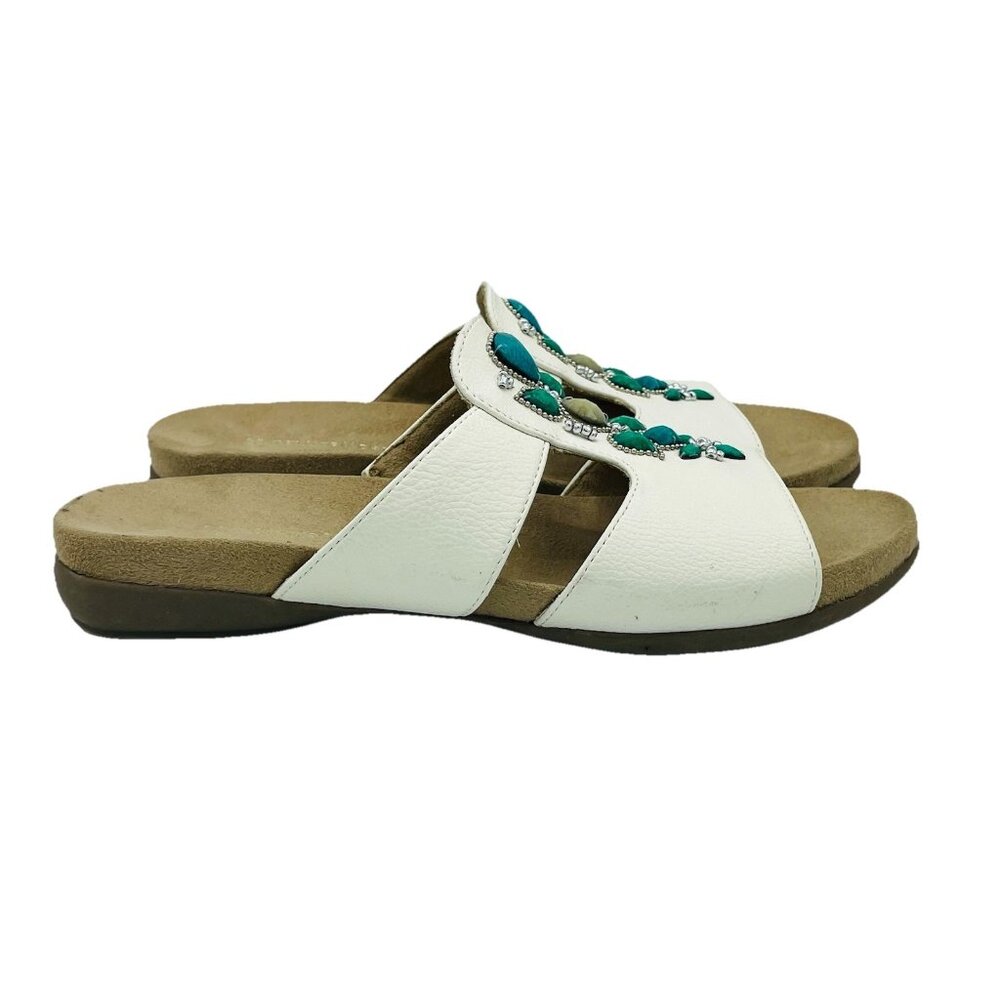 Naturalizer Shoes Womens Size 7 M White Alda Jeweled Comfort Sandals Slides